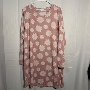 Charter Club Intimates Womens XL Pink Floral Long Sleeve Nightgown
